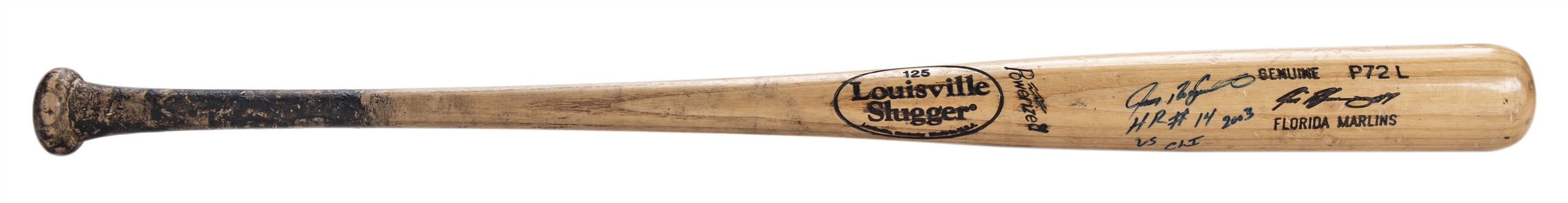 2003 Ivan Pudge Rodriguez Game Used & Signed Louisville Slugger P72L Model Bat Used For Season Home Run #14 (Rodriguez LOA & JSA)